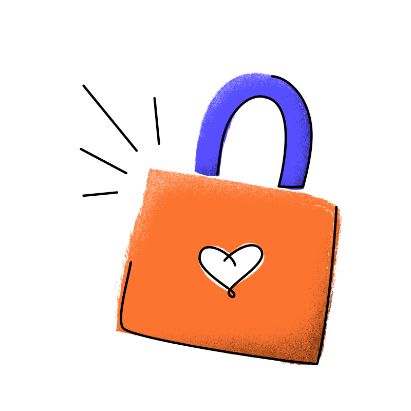 a graphic illustration of a lock with a heart shaped key hole